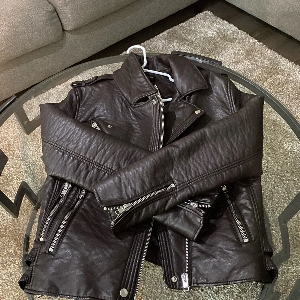 Baganelle Brown Biker Jacket - Picture 3 of 4